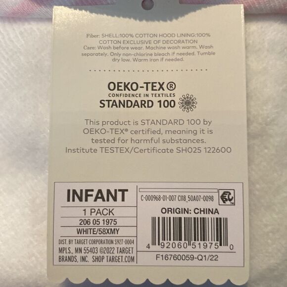 Cloud Island White Unicorn Infant Hooded Towel 30”x30” NWT - Picture 4 of 5